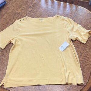 Croft & Barrow Yellow Boxy Short Sleeve T-Shirt